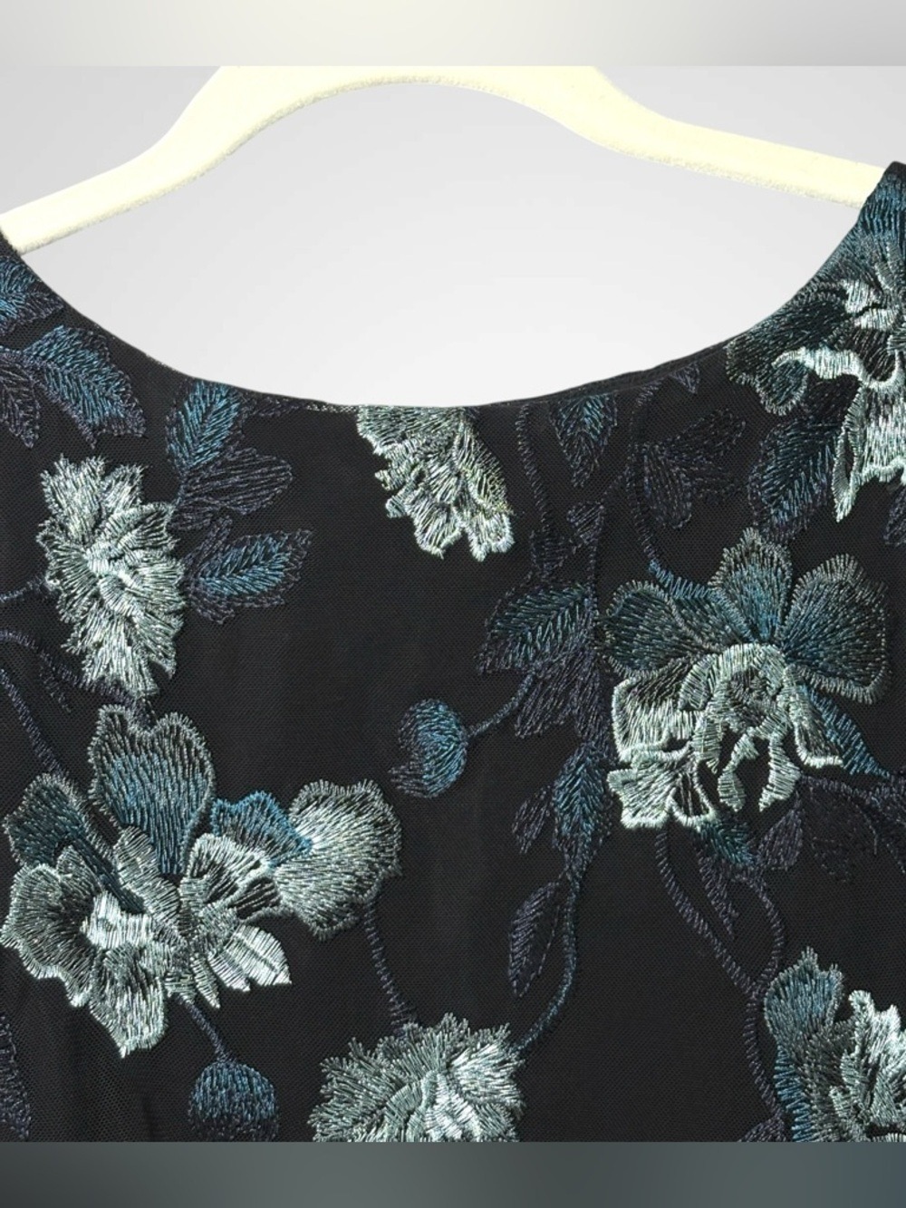 Charter Club Black Metallic Embroidered Top S Sheer Sleeve Y2K Whimsigoth Witchy - Picture 4 of 12